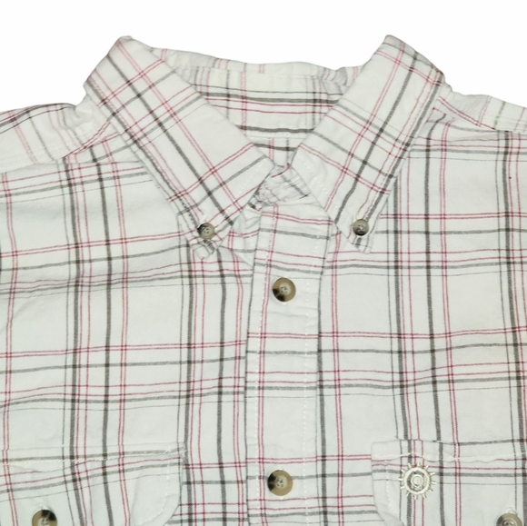 Mike Rowe Gear By Lee Beige Plaid 100% Cotton Long Sleeve Button Up Shirt Sz XL - Picture 2 of 9